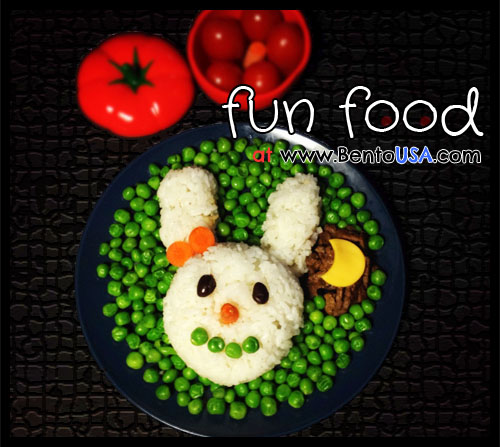 Rabbit Rice ball Lunch with sweet pea