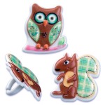 BentoUSA New Arrival Bento Cupcake Decoration Pick and Ring Owl Squirrel