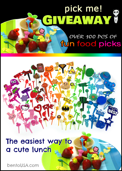 The easiest way to have a fun & cute lunch GIVEAWAY - over 100 pcs of bento food picks, cupcake rings and sauce (mayo) dipping cups