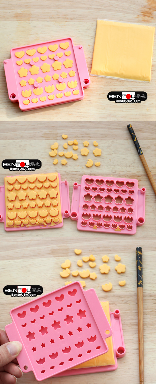 Cut Cheese to make or garnish multiple bento or Salad. You can cut thin-sliced meat or cheese into lots of little shapes