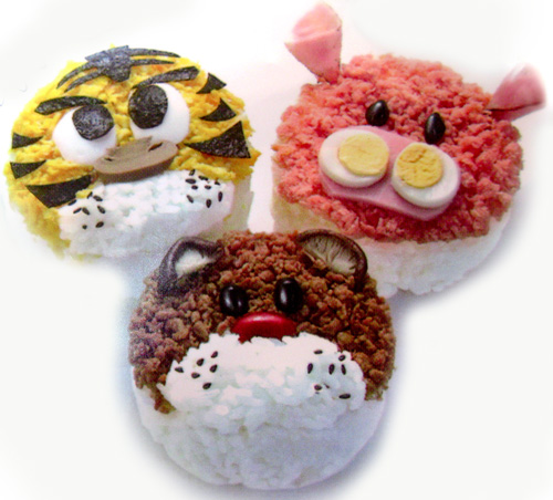 Creative Lunch in Bento Box, Animal Face Bento decoration