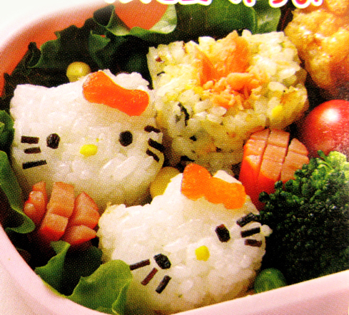 Creative Lunch in Bento Box, Japanese Hello KittyFace Bento decoration