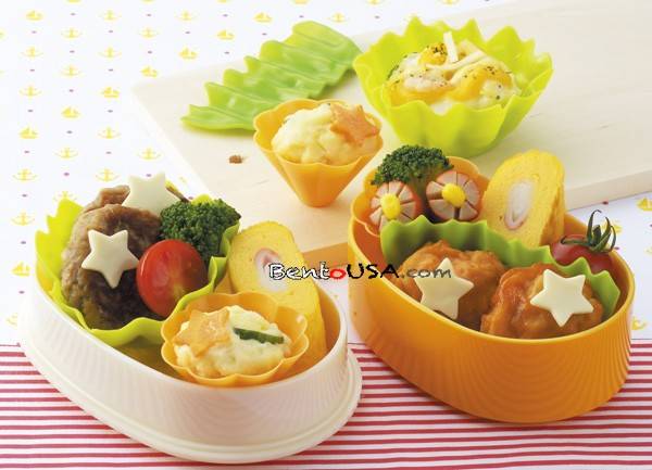 Silicone Microwavable Bento Baran and Food Cup Lettuce Leaf 12 Silicone Microwavable Bento Baran and Food Cup Lettuce Leaf 12