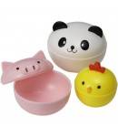Japanese Bento Accessories Food Cup with Animal Head Lid 3 sets