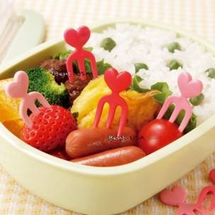 Japanese Bento Box Accessory Heart Fork Food Pick 12 Pcs