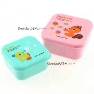 Microwavable Japanese Bento Box Lunch Box set of 2 MINI Squirrel Duck
