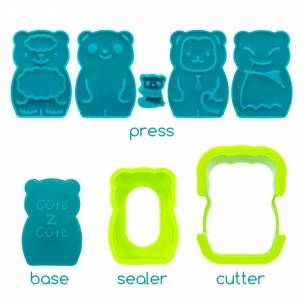 CuteZcute Mini Pocket Sandwich Maker and Egg Mold Kit - Panda, Baby Panda, Bat, Monkey and Sheep