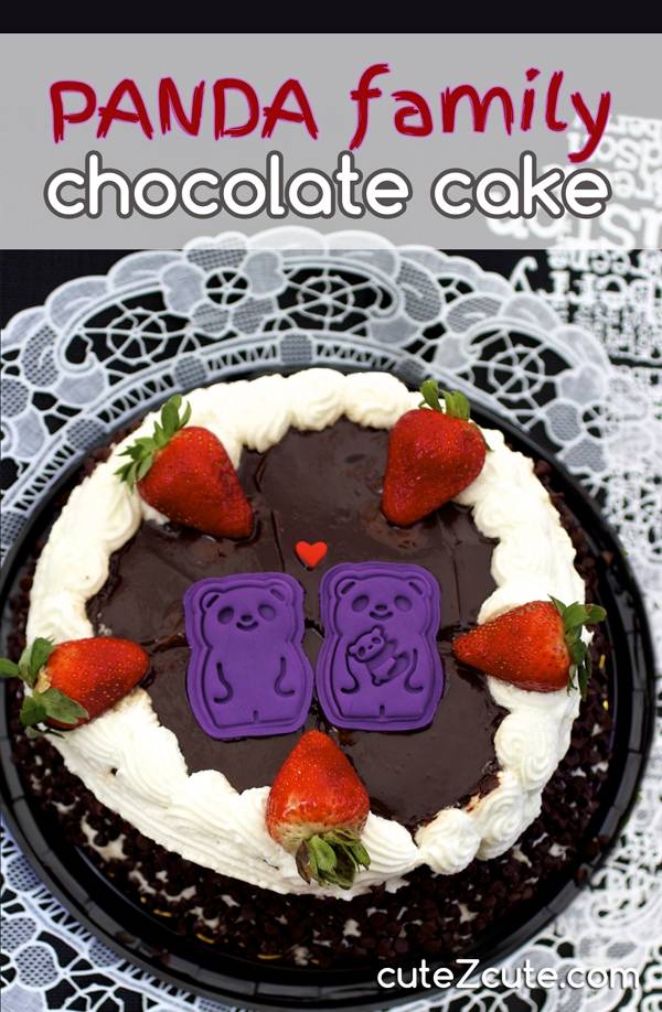 Baby announcement Happy Panda Family Chocolate Cake with Strawberry